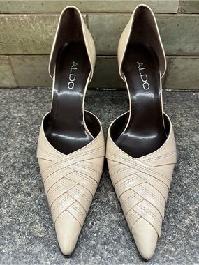 ALDO Women's Cream Pointed-Toe D'Orsay Pumps Size 36
